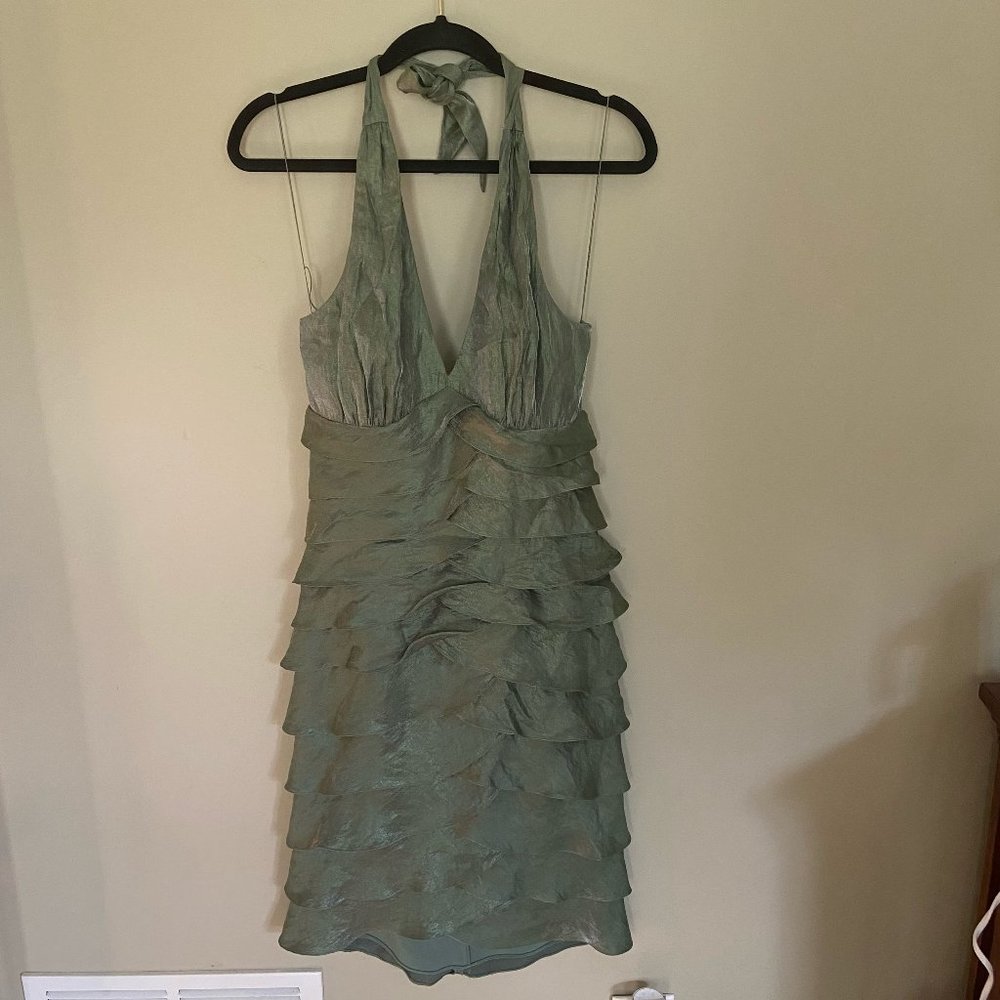 Adrianna Papell Halter Ruffle Cocktail Dress